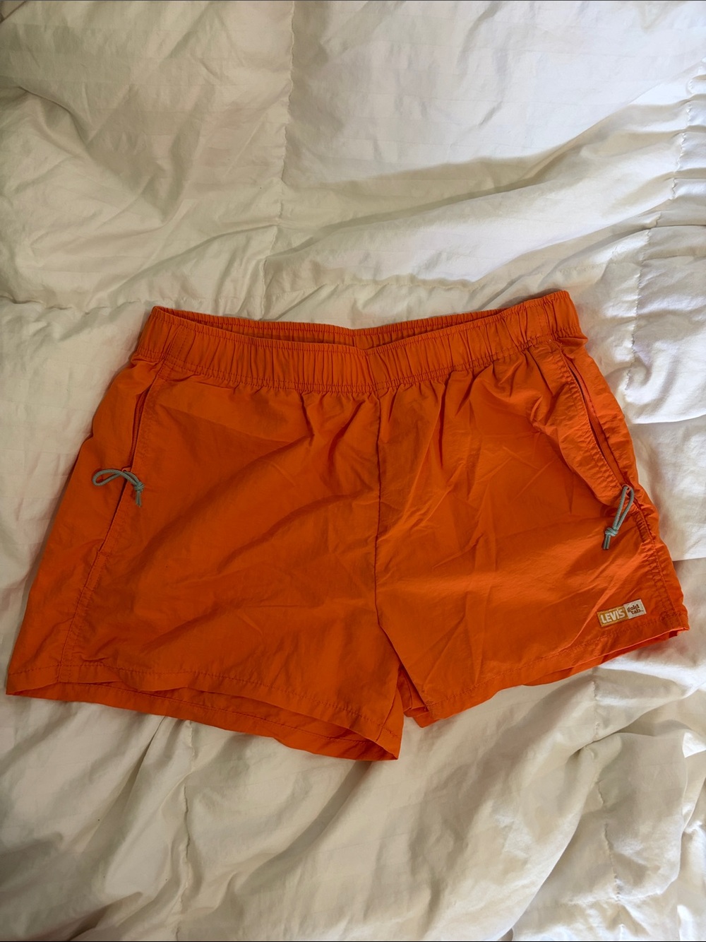 Levi's Women's Orange Elastic-Waist Athletic Shorts